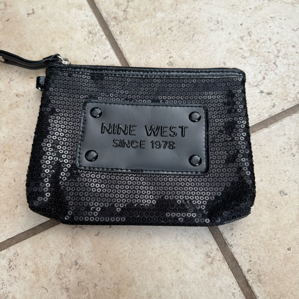 Nine West Shimmering Black Sequin Pouch